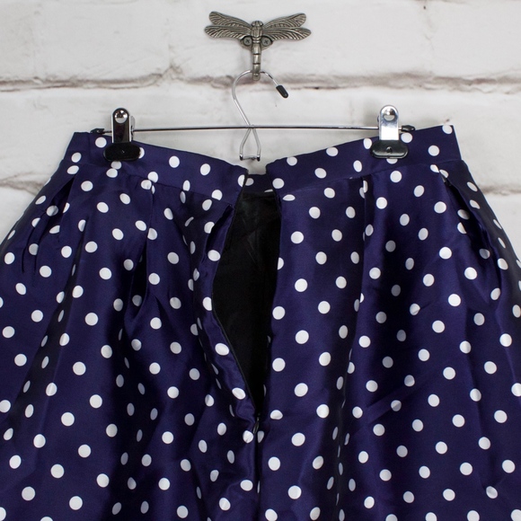 Blue White Polka Dot Skirt Size ~L - Picture 7 of 8